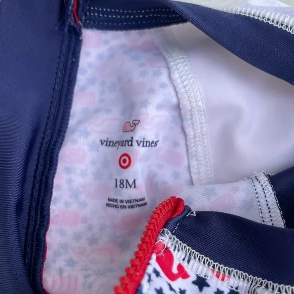Vineyard Vines Kids Swim One Piece - White, Red, Navy - 18 months - Picture 9 of 10